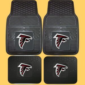 Atlanta Falcons Logo Vinyl Universal Front & Back Floor Mats Utility 4 Piece Set